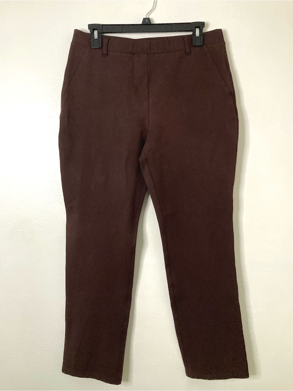 Quince Ultra-Stretch Ponte Straight Leg Pants – Chocolate Brown – Size Large
